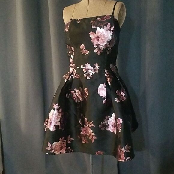 Women's Satin Dress Midi Mackenzie Floral Satin Party Dress - Picture 5 of 13